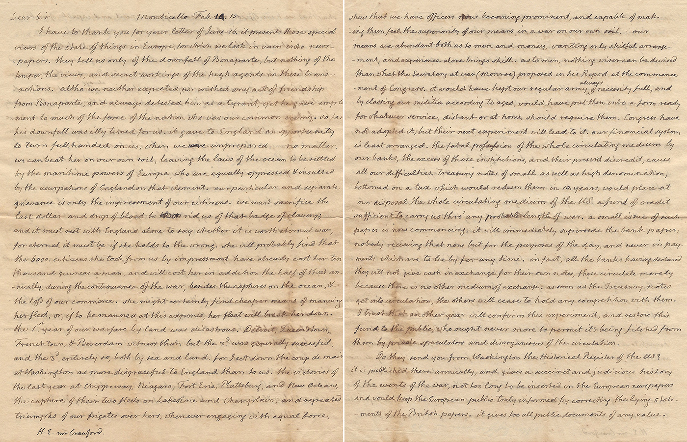PHOTO: A letter signed by Thomas Jefferson is on sale with The Raab Collection for $325,000.