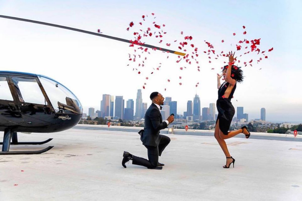 PHOTO: Kornelius Bascombe, 27, proposed to his girlfriend of four years, Rachel Jordan, 23, with a breathtaking rooftop view in Los Angeles.