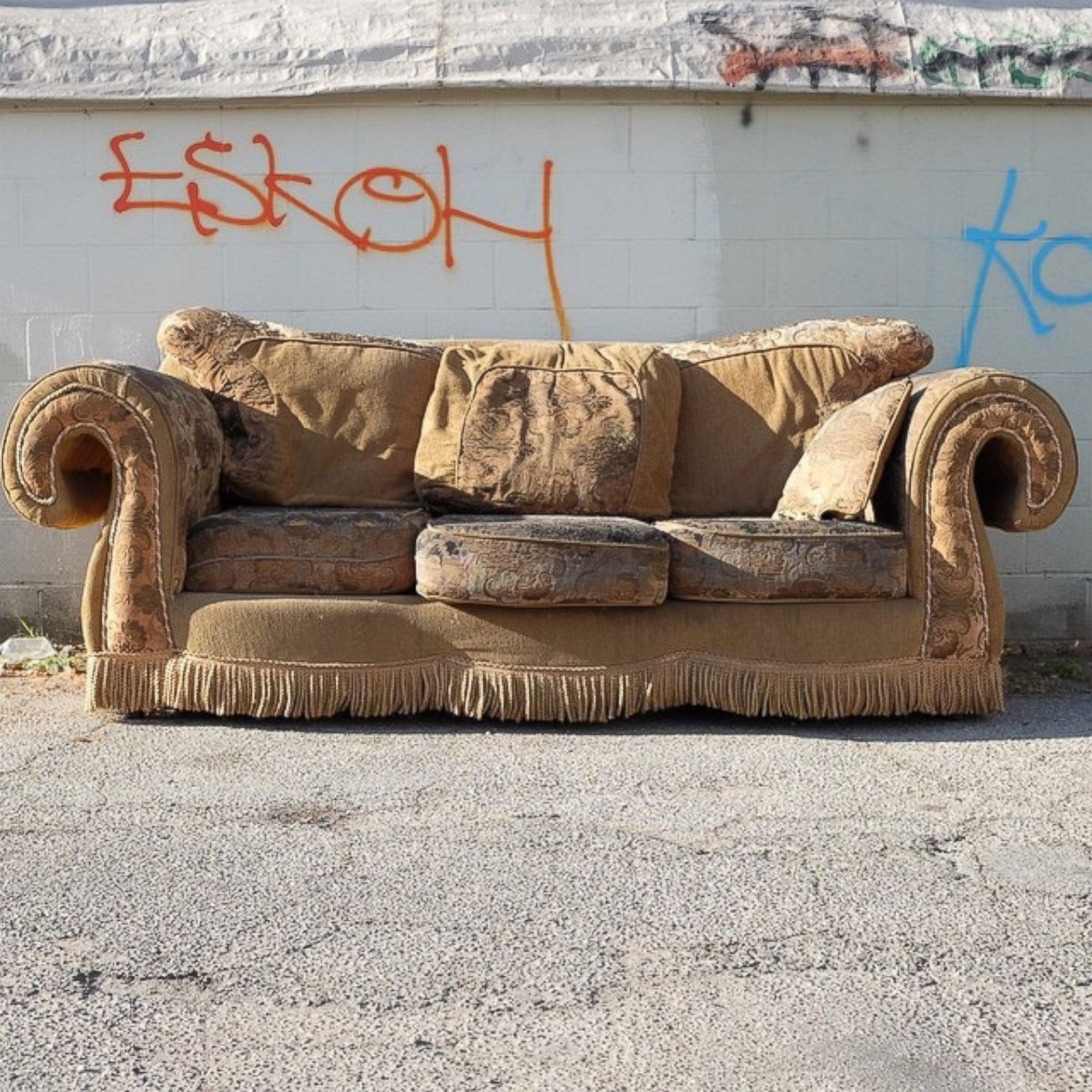 Диван на мусорке. Рваный диван. Старый диван. Старый рваный диван. Потертый диван.