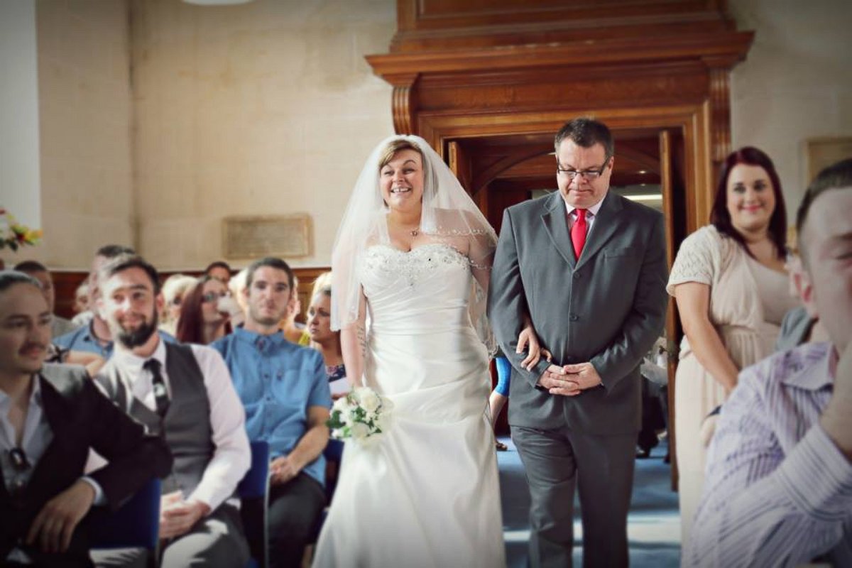 PHOTO: Laura and Jack Jordan married in the Torbay Hospital Chapel in Devon, England on April 16, 2015.