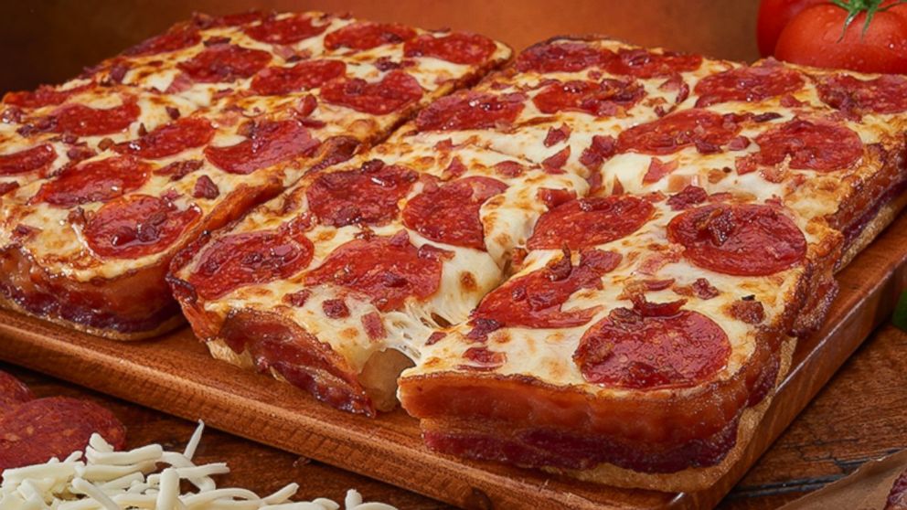 Little Caesars' new bacon-wrapped deep dish pizza.
