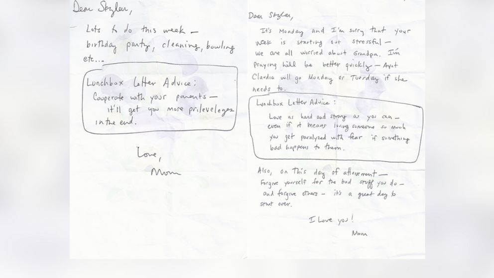 PHOTO: Skye Gould's mother wrote her inspiring notes in her lunchbox, which she has kept and revisted 11 years later.