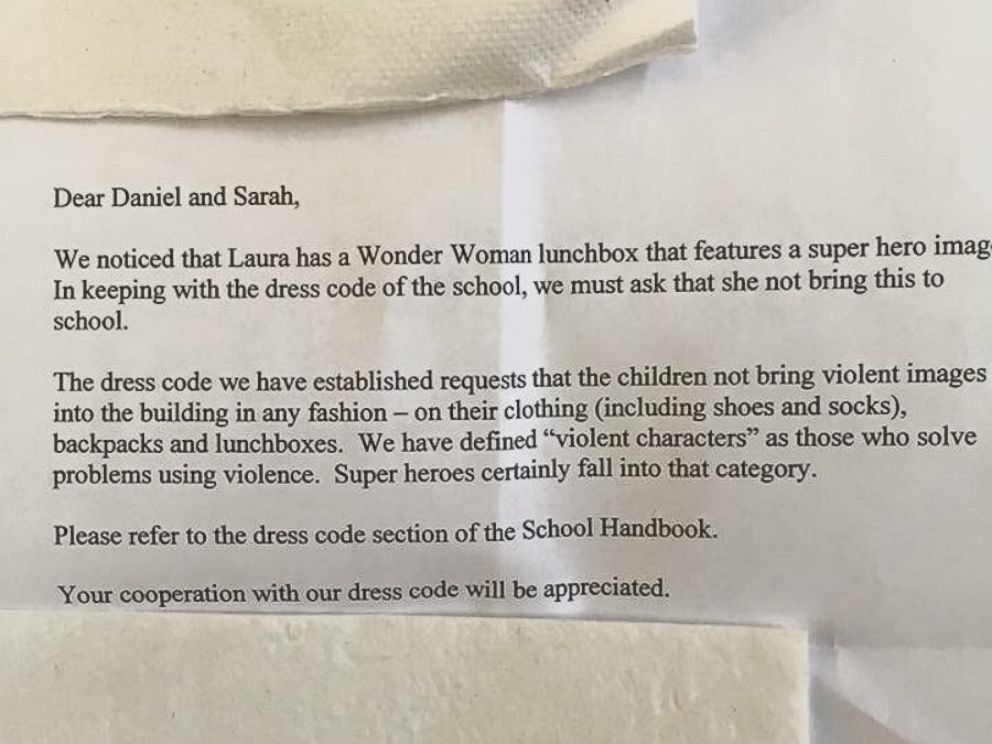PHOTO: An Imgur user says a school banned his friends daughter from bringing a Wonder Woman lunchbox to school.