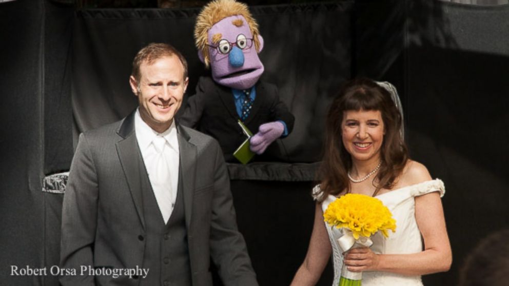 A California couple's "puppet wedding." 