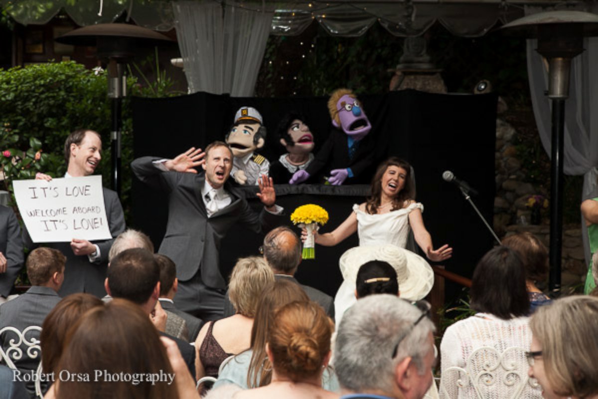 PHOTO: There was a rabbi puppet, a minister puppet and a ship's captain. There was even a wedding crasher puppet. 