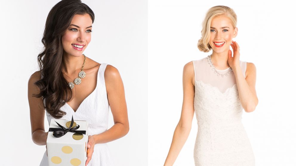 Bridal gowns and bridal party wear, like the dresses pictured above from Vow to be Chic, are now available as rentals from a handful of online retail outlets.