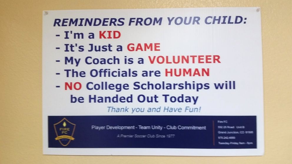Fire FC has been using these signs to promote better sportsmanship among parents of their youth soccer players.