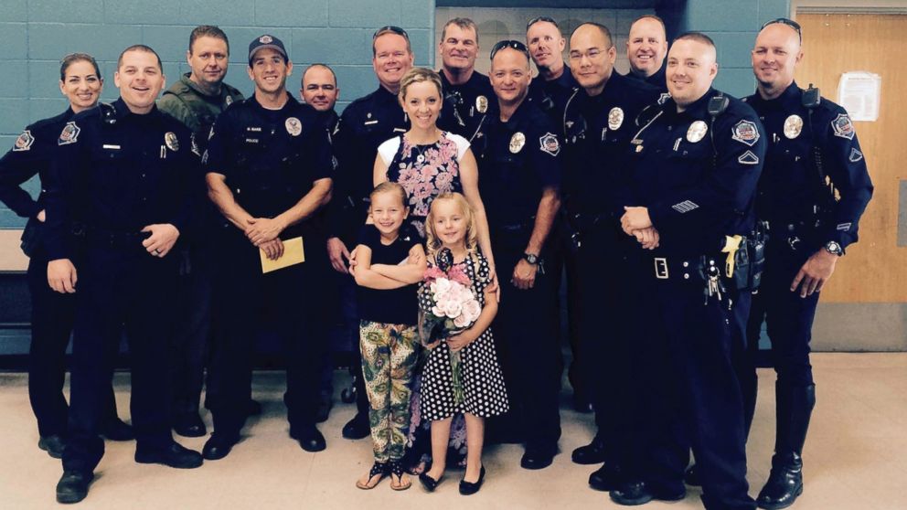 The Mesa Police Department attended Sophia Prinkey's kindergarten graduation, because her father and Mesa police officer Shawn Prinkey is serving in the military in Afghanistan.