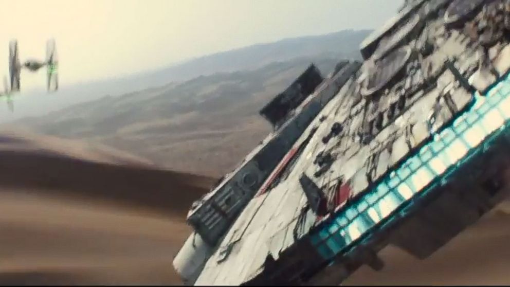 PHOTO: The Millennium Falcon fights off TIE fighters in this screen grab from the official teaser trailer for "Star Wars: The Force Awakens."
