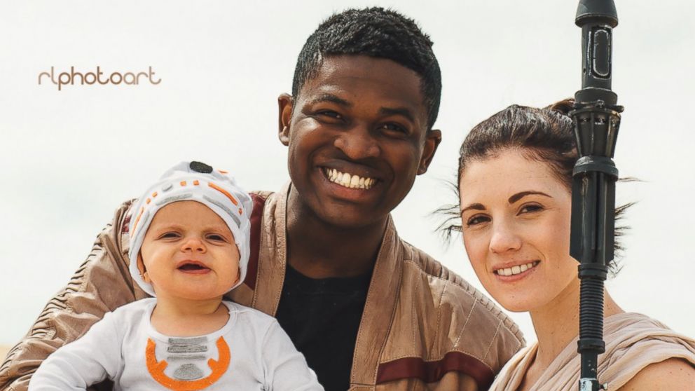 Viral family Victor Sine, his fiancée Julianne Payne and her child Addie got into character for their "Star Wars" themed photo shoot.
