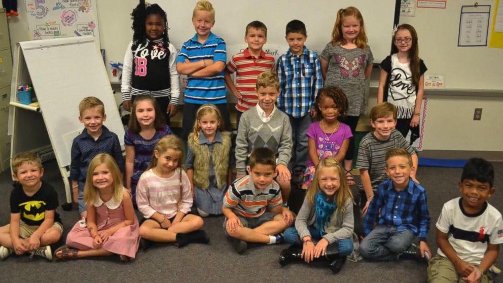 PHOTO: Brady Gose, 7, is pictured wearing the sweater with his classmates. 