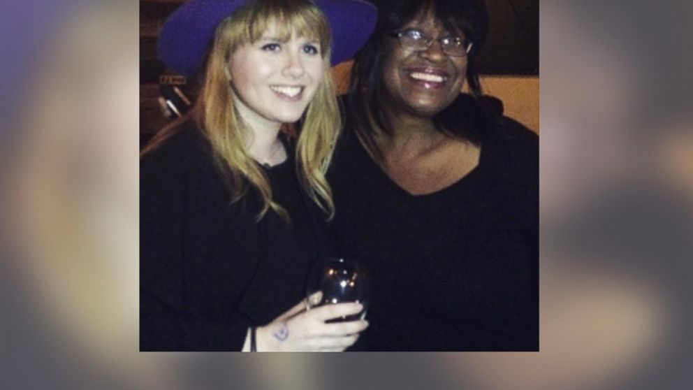 Holly Langley, left, received a surprise guest at her birthday party when a friend who couldn't make it hired DaVette See, right, to impersonate her.