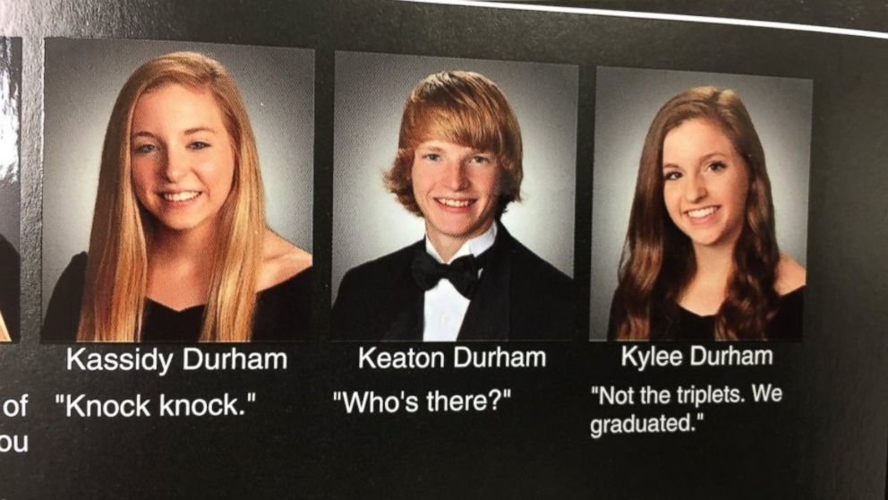 Triplets Use Yearbook Photos as Clever Opportunity for Knock Knock Joke