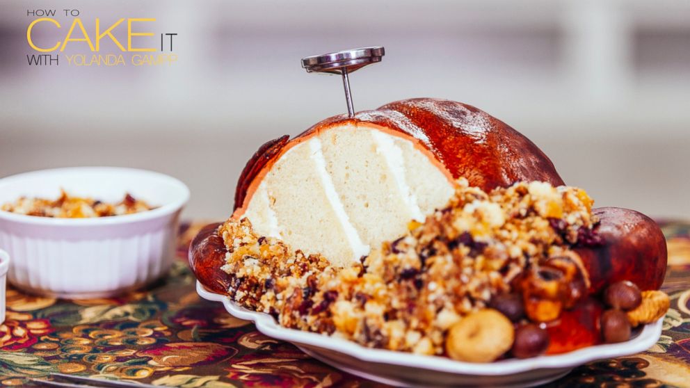 Pastry chef Yolanda Gampp explains the inspiration behind her Thanksgiving turkey-shaped cake.