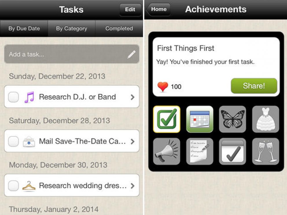 PHOTO: WeddingHappy is a free app for tracking your planning process.