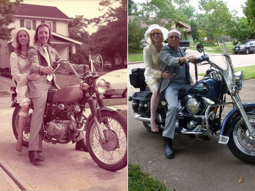 PHOTO: Carolyn and Dexter Johnson of Katy, Texas, recreated their wedding photos for their 40th wedding anniversary.