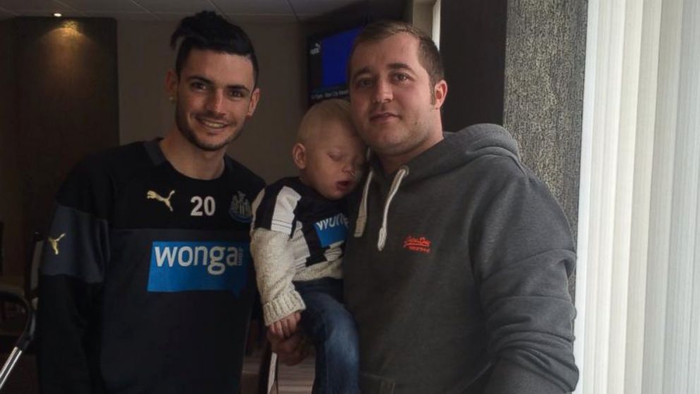 PHOTO: Zach was able to meet some of the members of the Newcastle United Football Club.