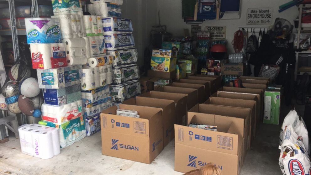 PHOTO: Supplies that have been donated by MM50 Relief Project, run by graduates of Marathon High School in Florida, which was hit by Hurricane Irma.