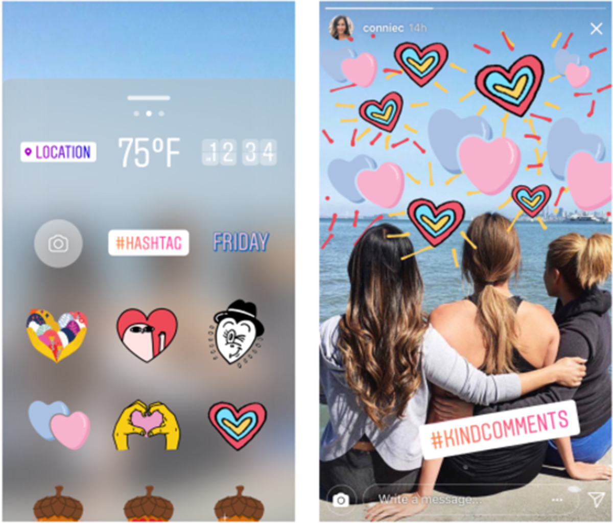 PHOTO: An illustration on the Instagram Blog which shows the kindness walls and stickers that they will be encouraging others to use. Instagram has announced that they have unveiled new settings to help fight cyberbullying.