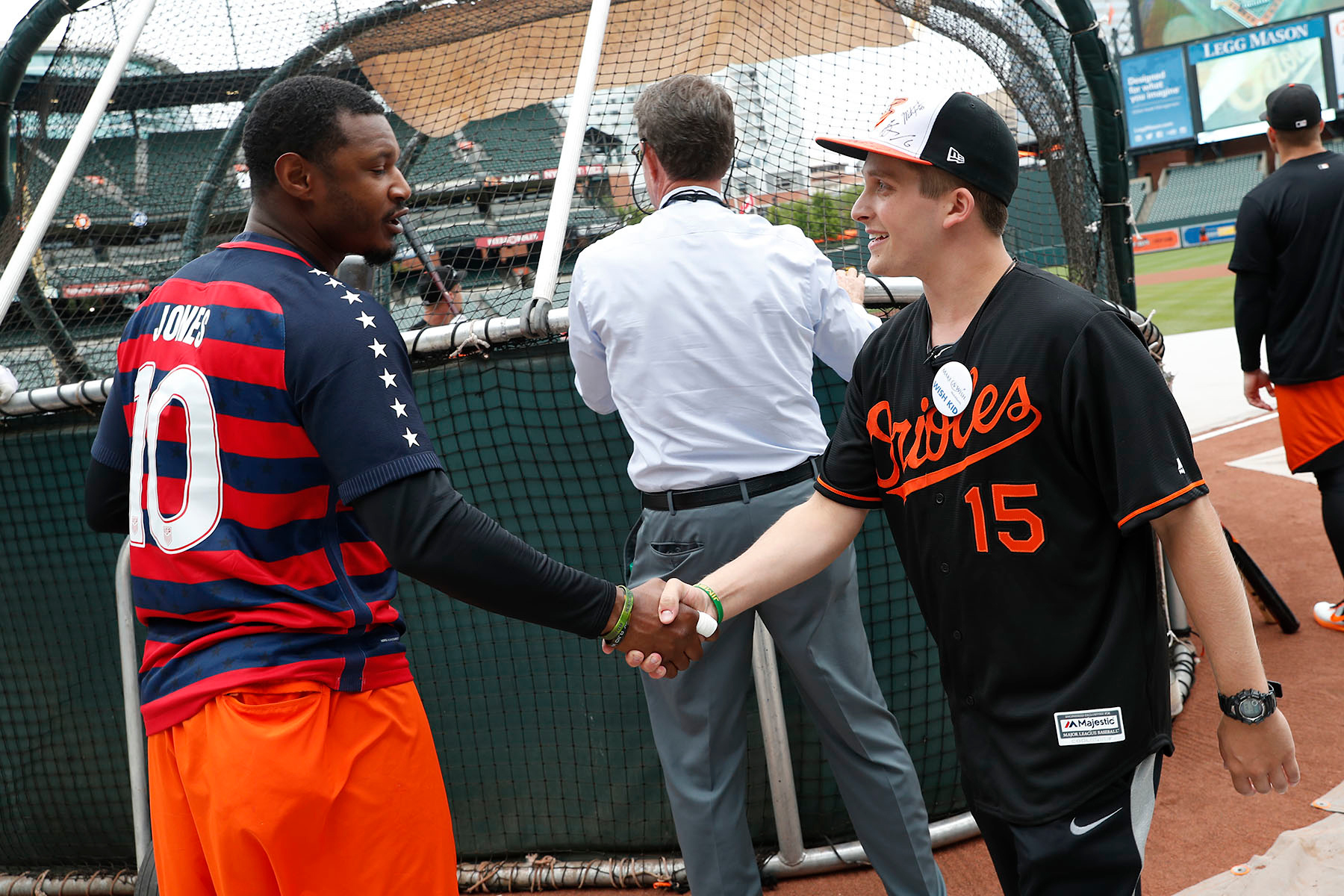 PHOTO: Jimmy Martino, 17, who was diagnosed with brain cancer in December 2016, meet Baltimore Orioles' player Adam Jones.
