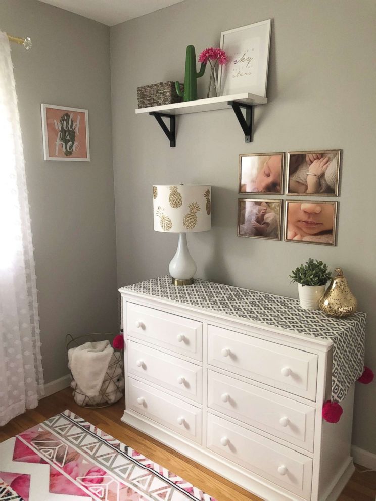 PHOTO: Julie Dwyer of Massapequa, New York, mixed prints with metallic accents when decorating her baby Cameron's bedroom. 