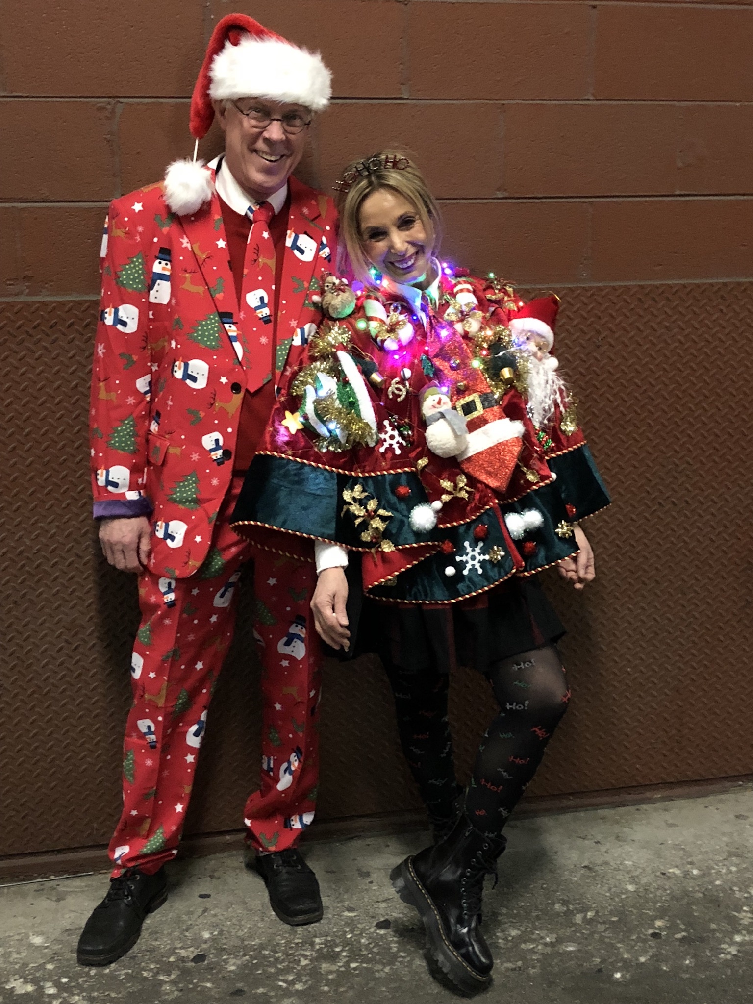 PHOTO: Jwan McGregor of Chicago, sported her ugly holiday out for a night on the town with her husband. 