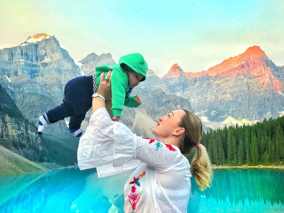 PHOTO: Karen Edwards poses with her son, Quinn, while on maternity leave.