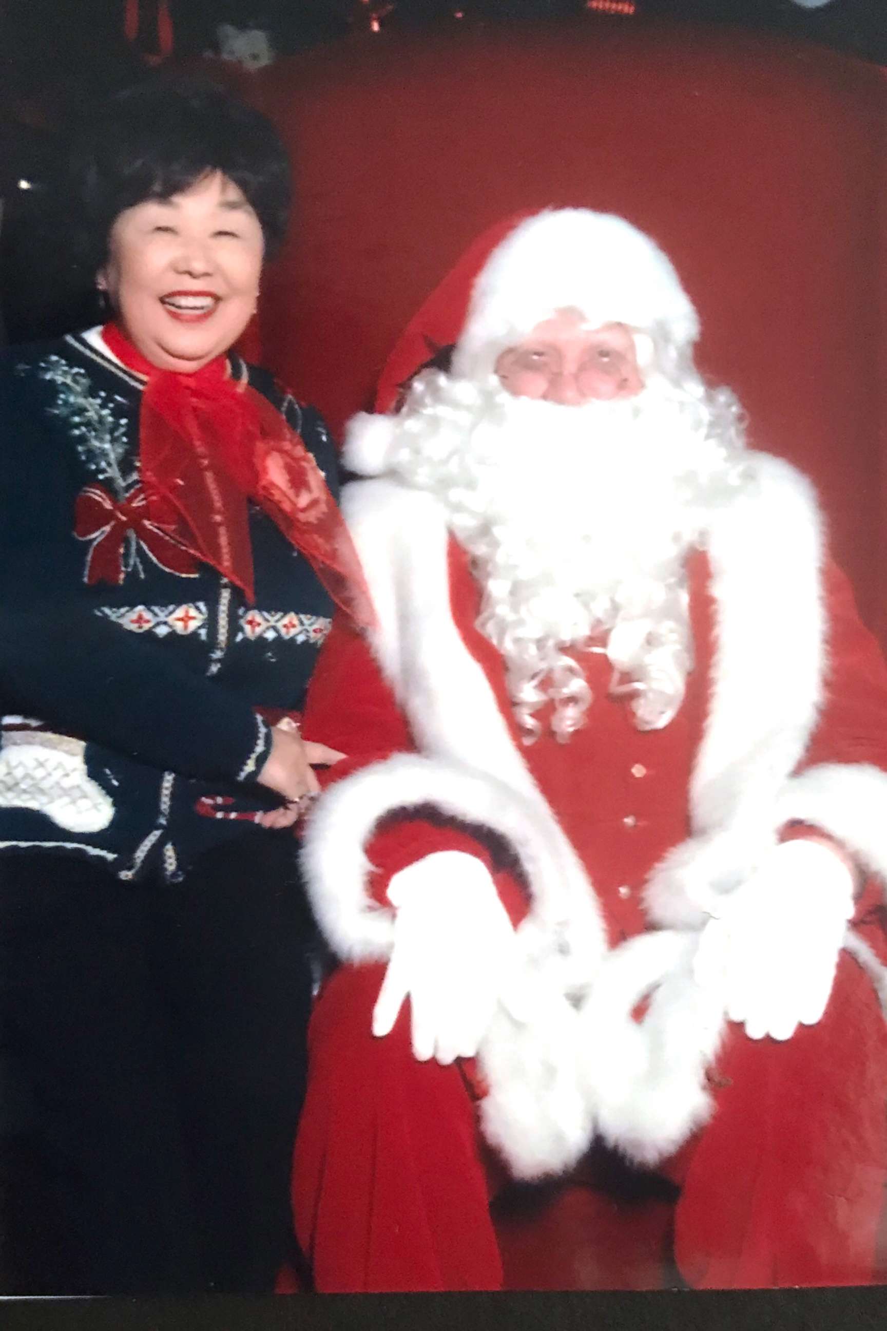 PHOTO: A throwback photo of Karen Rangel, now 86, with Santa Claus. The El Paso, New Mexico grandmother takes a yearly picture with St. Nick. 
