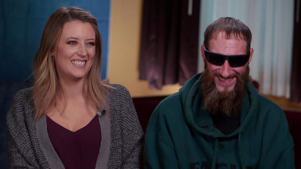 PHOTO: Kate McClure and Johnny Bobbitt reunite for the first time on TV after Bobbitt helped McClure when her car broke down two months ago on I-95 exit ramp in Philadelphia.