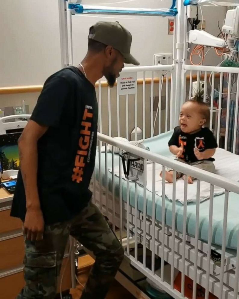 PHOTO: Kenny Thomas, 34, danced for his 1-year-old, Kristian, at Children's Hospital of Philadelphia, after Kristian received his first round of chemotherapy.