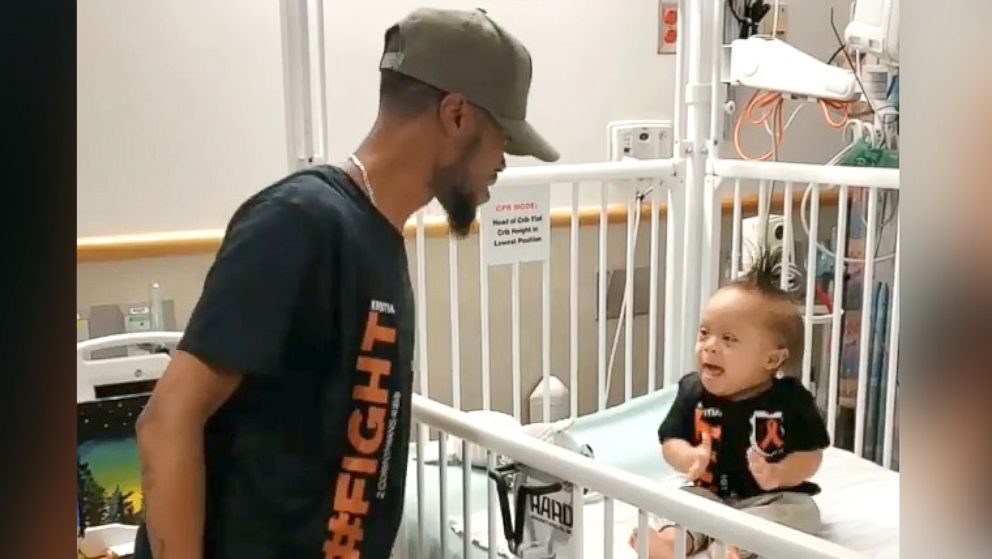 PHOTO: Kenny Thomas, 34, danced for his 1-year-old, Kristian, at Children's Hospital of Philadelphia, after Kristian received his first round of chemotherapy.