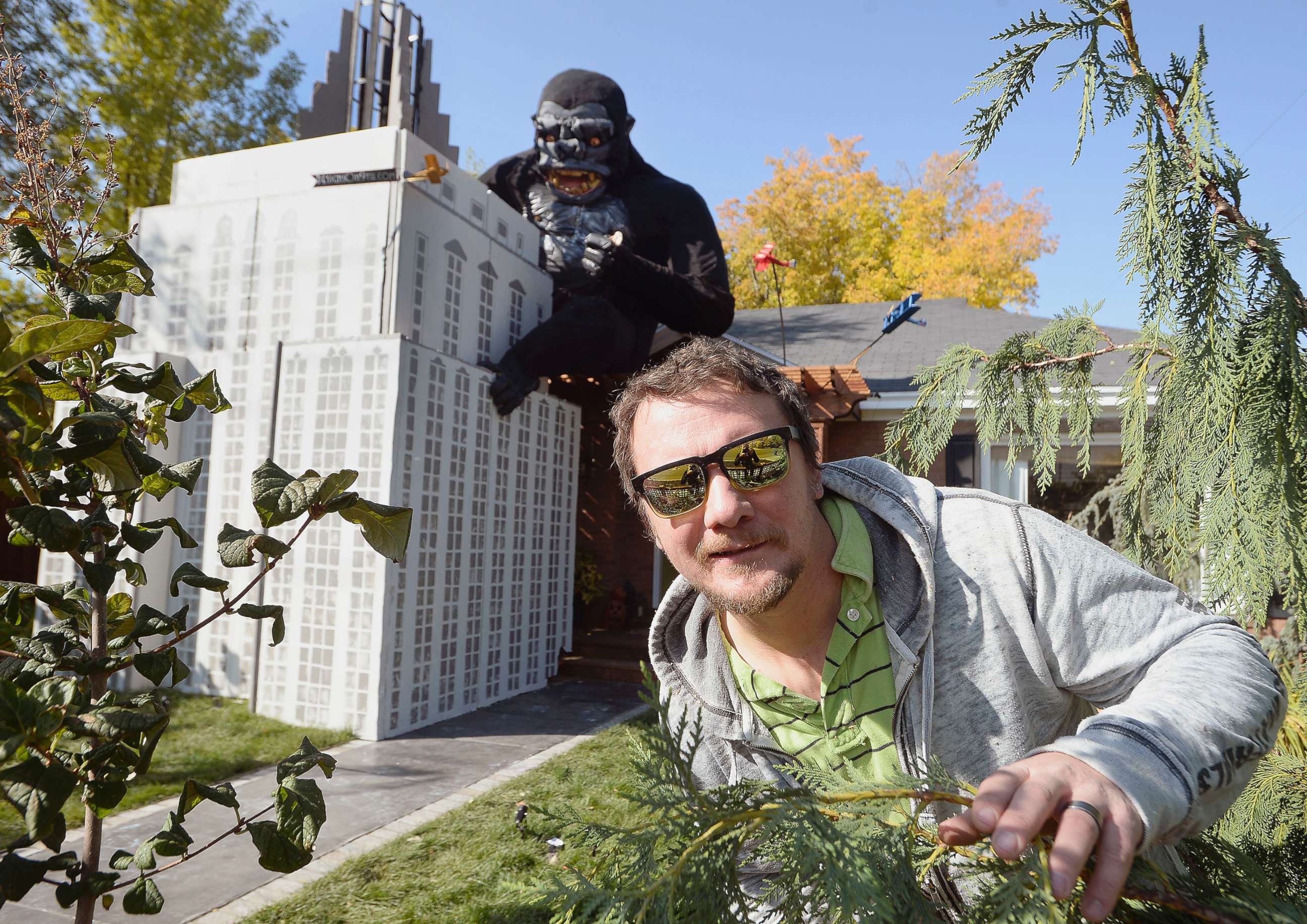 Man builds massive King Kong display in yard for Halloween - Good Morning  America