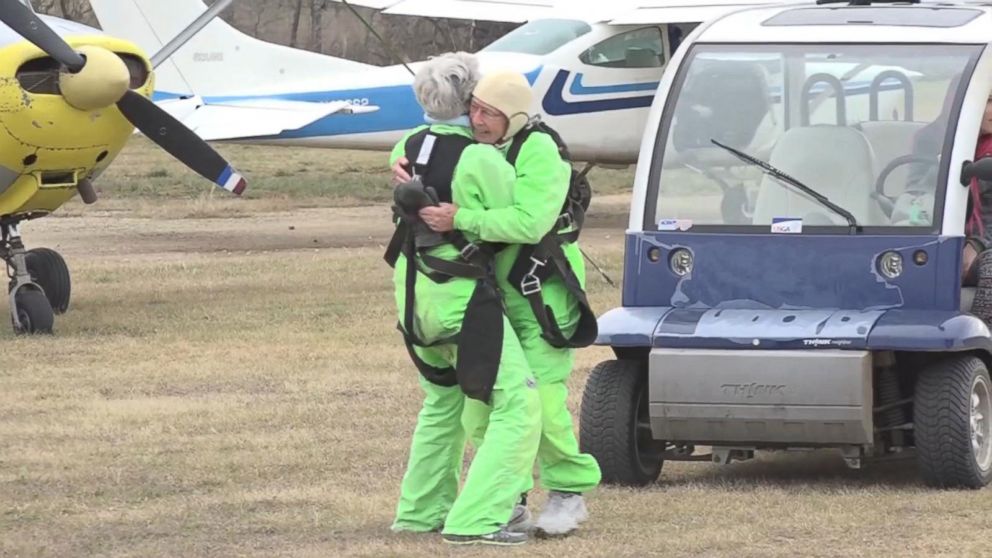 PHOTO: Texas man Al Blaschke skydived on Jan. 4, 2017, to celebrate his 100th birthday. 