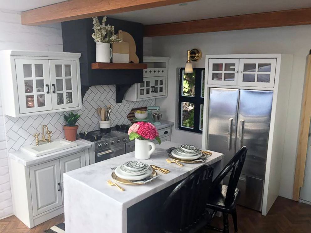 PHOTO: The kitchen inside the "Fixer Upper-inspired dollhouse created by Kwandaa Roberts.