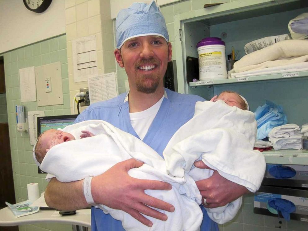 PHOTO: Seen here, dad Lance with his twin boys Cody and Caleb, now 6 years old. 
