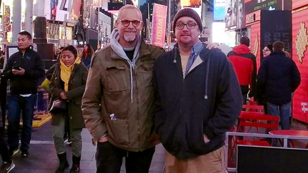 Robert Leibowitz and his kidney donor Richie Sully in Times Square.