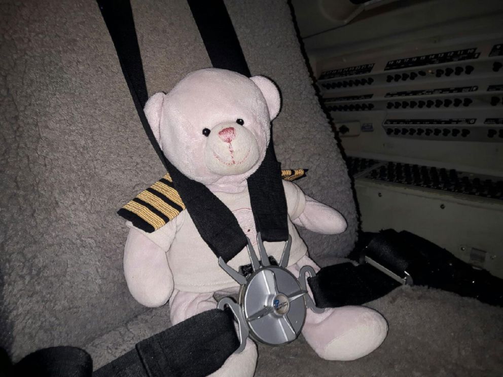 PHOTO: The teddy bear of 4-year-old Summer, whose last name was asked to be withheld, flying on Loganair.
