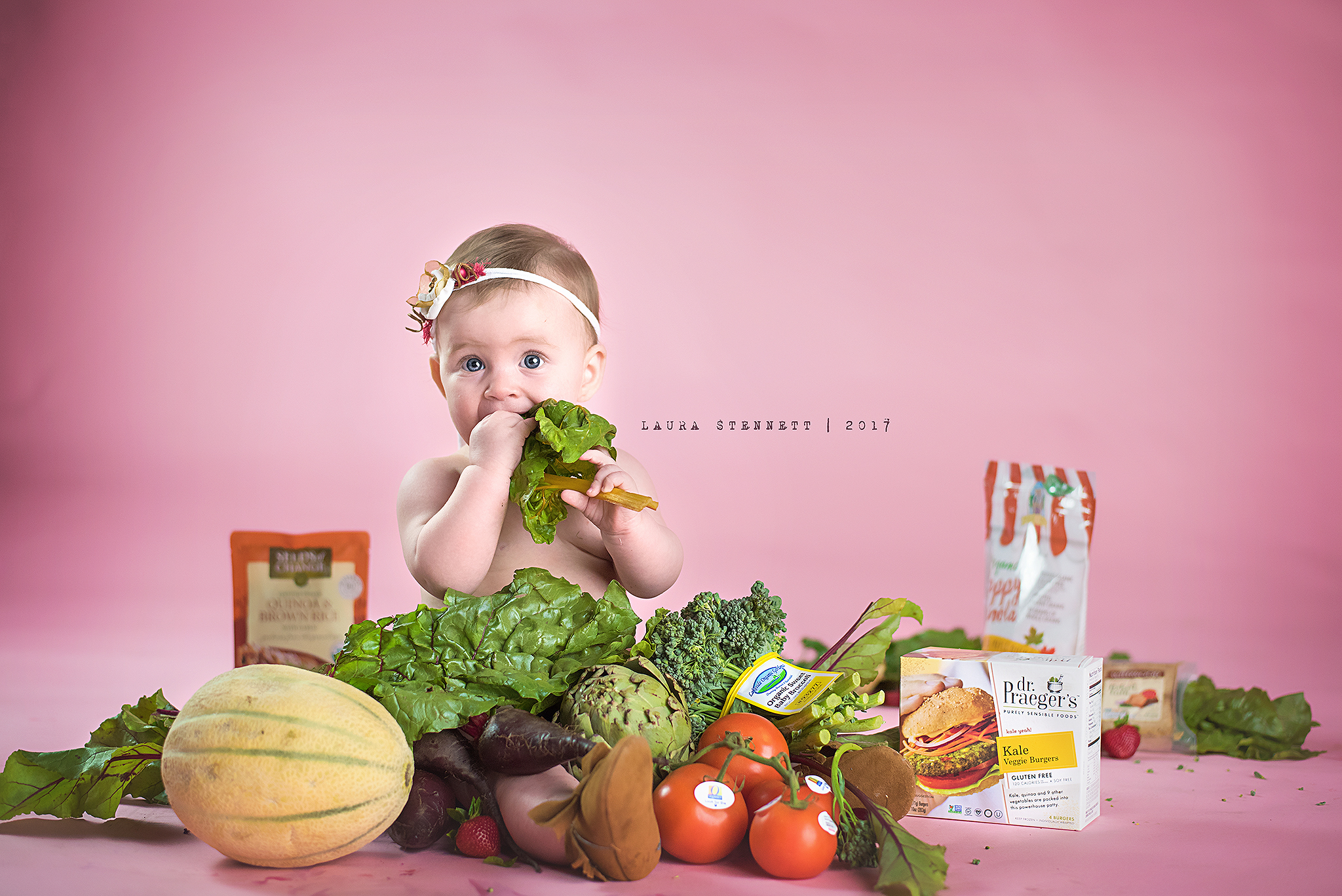 PHOTO: Mom Lauren Ashcraft responded to backlash about her son's cheeseburger-filled photo shoot with another organic vegetable photo shoot. 