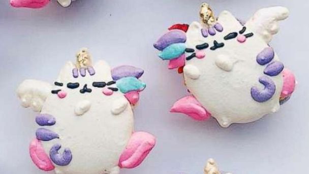 PHOTO: These unicorn cat macaroons are almost too pretty to eat.