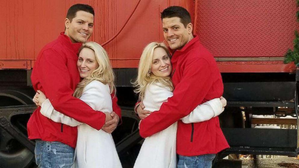 Twins Josh and Jeremy Salyers with their soon-to-be-wives twins Brittany and Briana Deane.