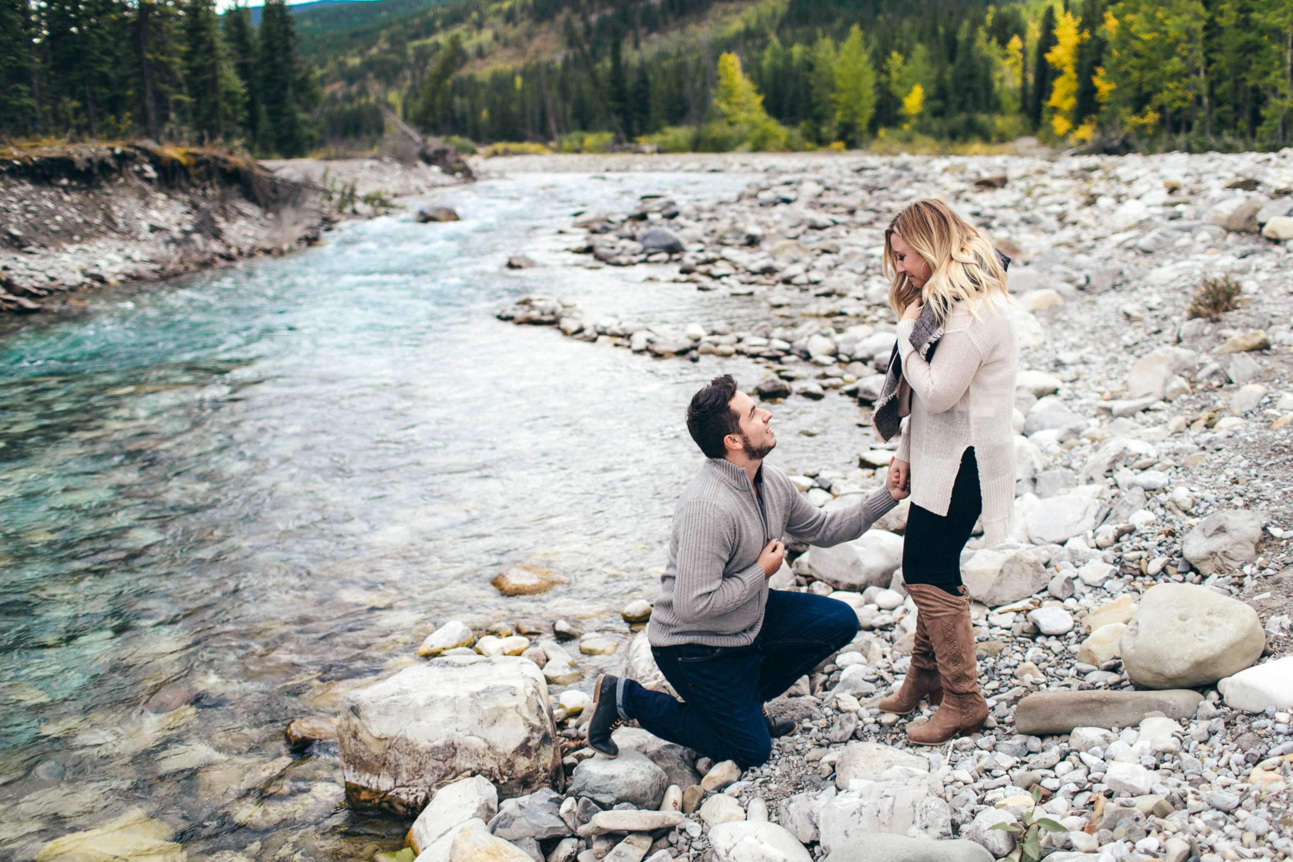 PHOTO: Ryan Balfour proposed to his fiance, Darion Getzinger, before proposing to their dog, Maia, with a pink rhinestone collar in Alberta, Canada, on Sept. 24. 