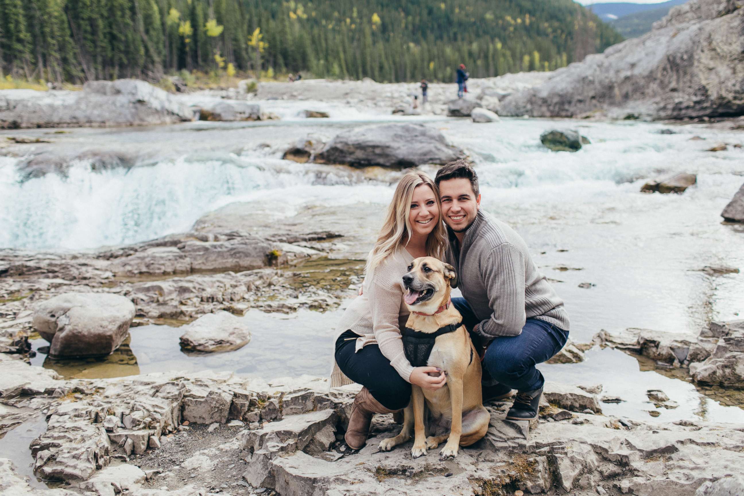 PHOTO: Ryan Balfour proposed to his fiance, Darion Getzinger, before proposing to their dog, Maia, with a pink rhinestone collar in Alberta, Canada, on Sept. 24. 