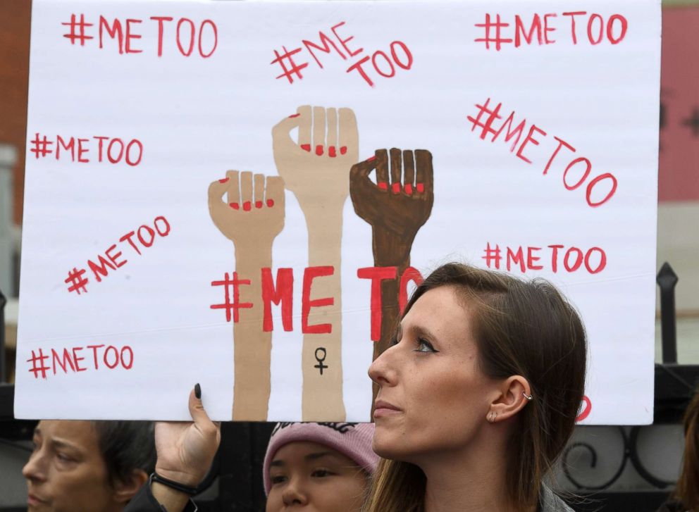 PHOTO: Victims of sexual harassment, sexual assault, sexual abuse and their supporters protest during a #MeToo march in Hollywood, Calif., Nov. 12, 2017.