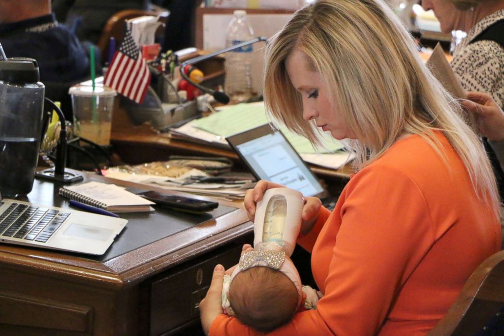 PHOTO: Rep. Megan Jones made the decision to return to work in the State Capitol 13 days after giving birth.