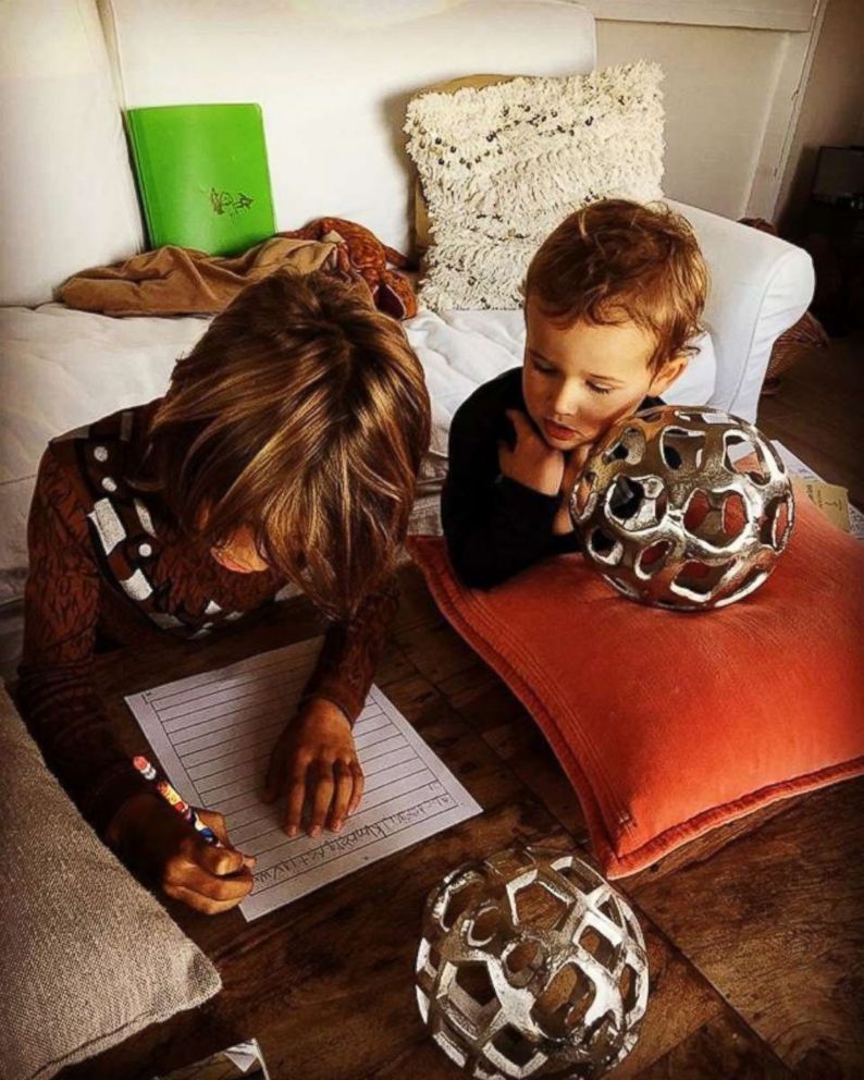 PHOTO: ESPN analyst Jessica Mendoza's son study at home.