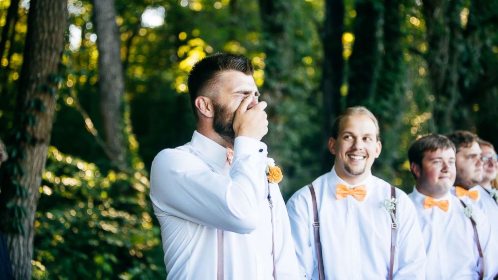 PHOTO: Photos of Micah Baker shedding tears of joy as his now wife, Bailey Baker, walked down the aisle at their wedding in Dandridge, Tennessee, have gone viral.