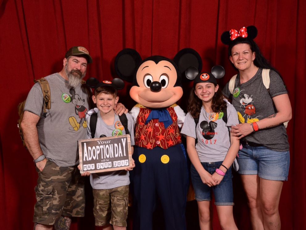 PHOTO: Janielle and Elijah Gilmour of Portland, Pennsylvania, were surprised to learn their adoption date at Disneys Magic Kingdom.