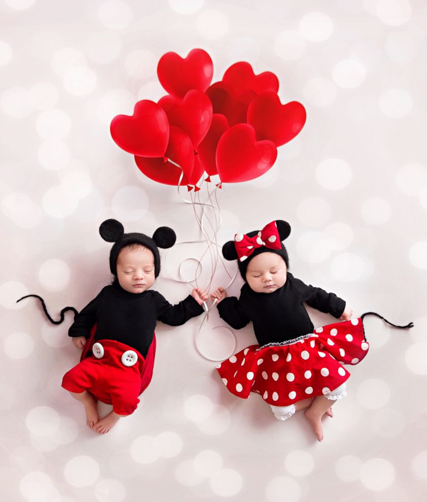 PHOTO: Babies dressed as Mickey and Minnie for Valentine’s Day are the sweetest. 