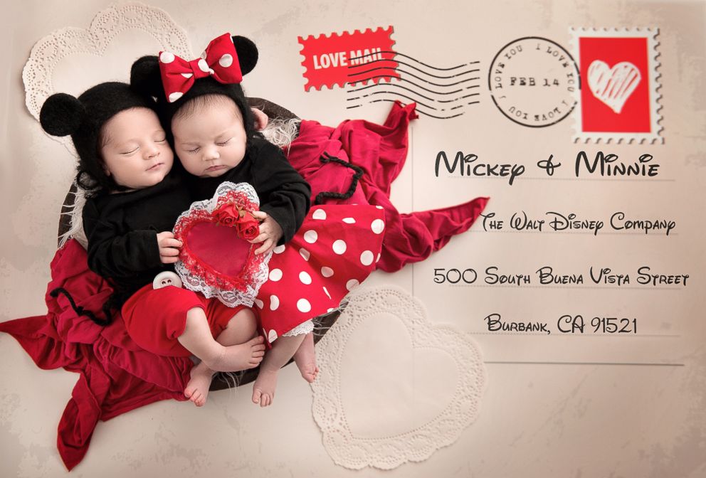 PHOTO: Babies dressed as Mickey and Minnie for Valentine’s Day are the sweetest. 