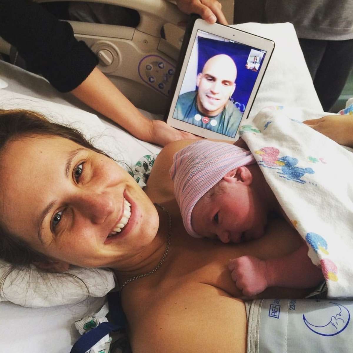 PHOTO: Seth Howard Facetimed with his wife, Shannon Howard, during the delivery of their son, Declan. 